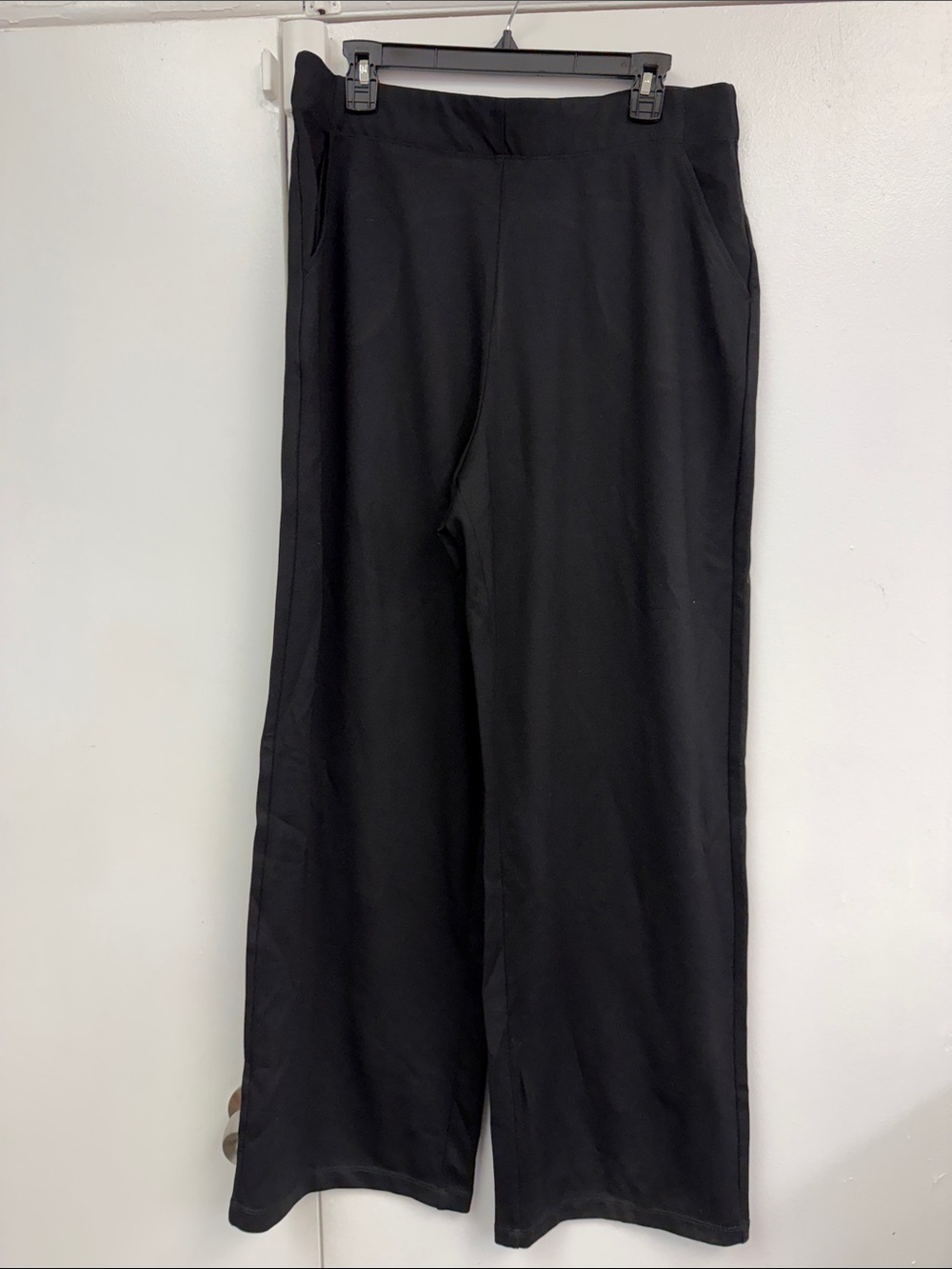 Max Studio London Stretch Black Wide-Leg Pants with pockets XL Dress pants work